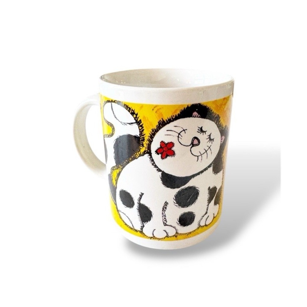 Vintage Mug Smith Enterprises Kitty Cat Coffee Cup Butterfly Bee Cartoon Cats